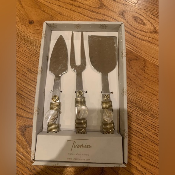 New Cheese Utensil Serving Set Stainless Steel & Mother of Pearl India - Picture 2 of 4